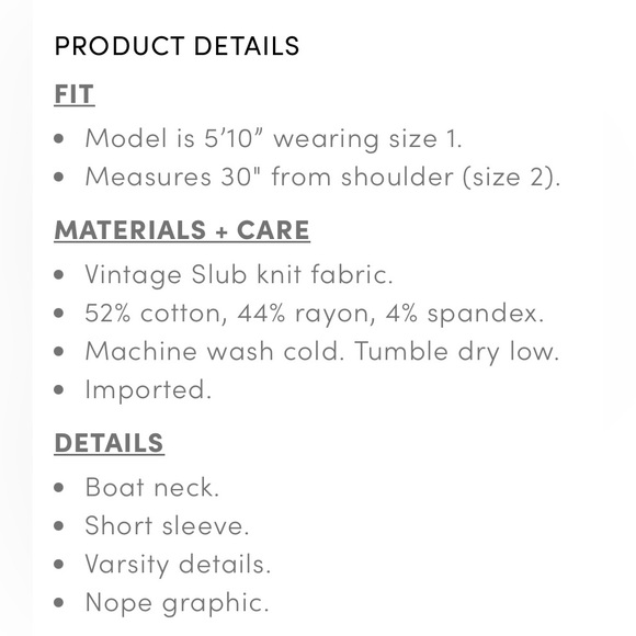 Torrid Nope Fitted Vintage Slub Varsity Boat Neck Tee - Picture 5 of 5